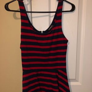 Women’s Express Navy & Red Peplum Tank (S)